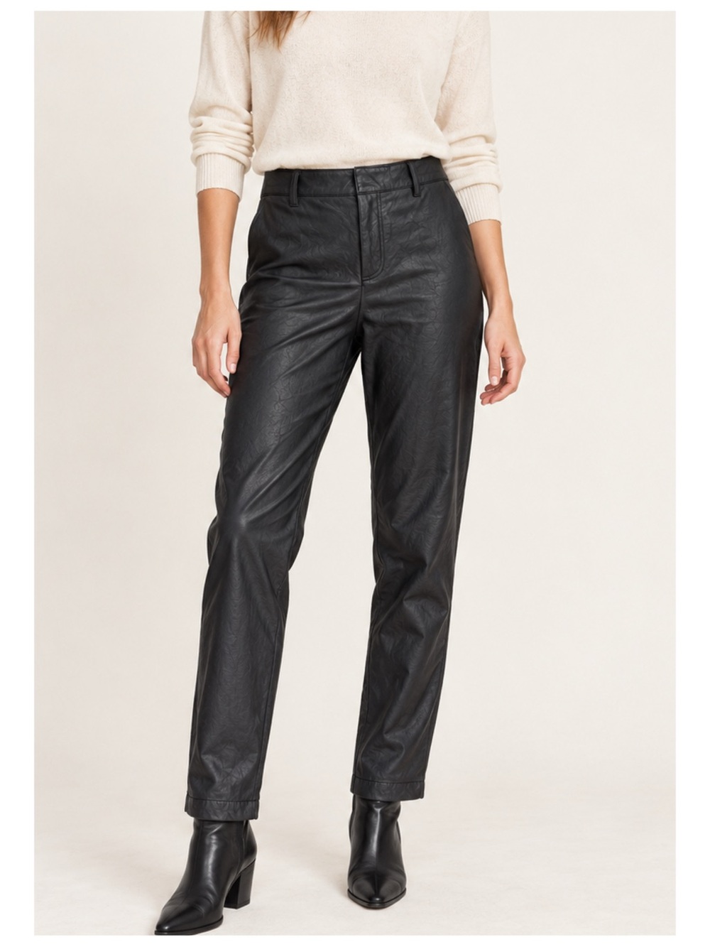 Free People Faux Leather Straight Leg Pants Women's 4 Black